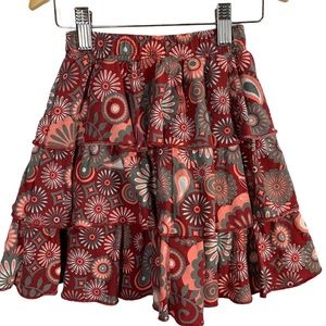 Onekid red tiered‎ floral print skirt size 5